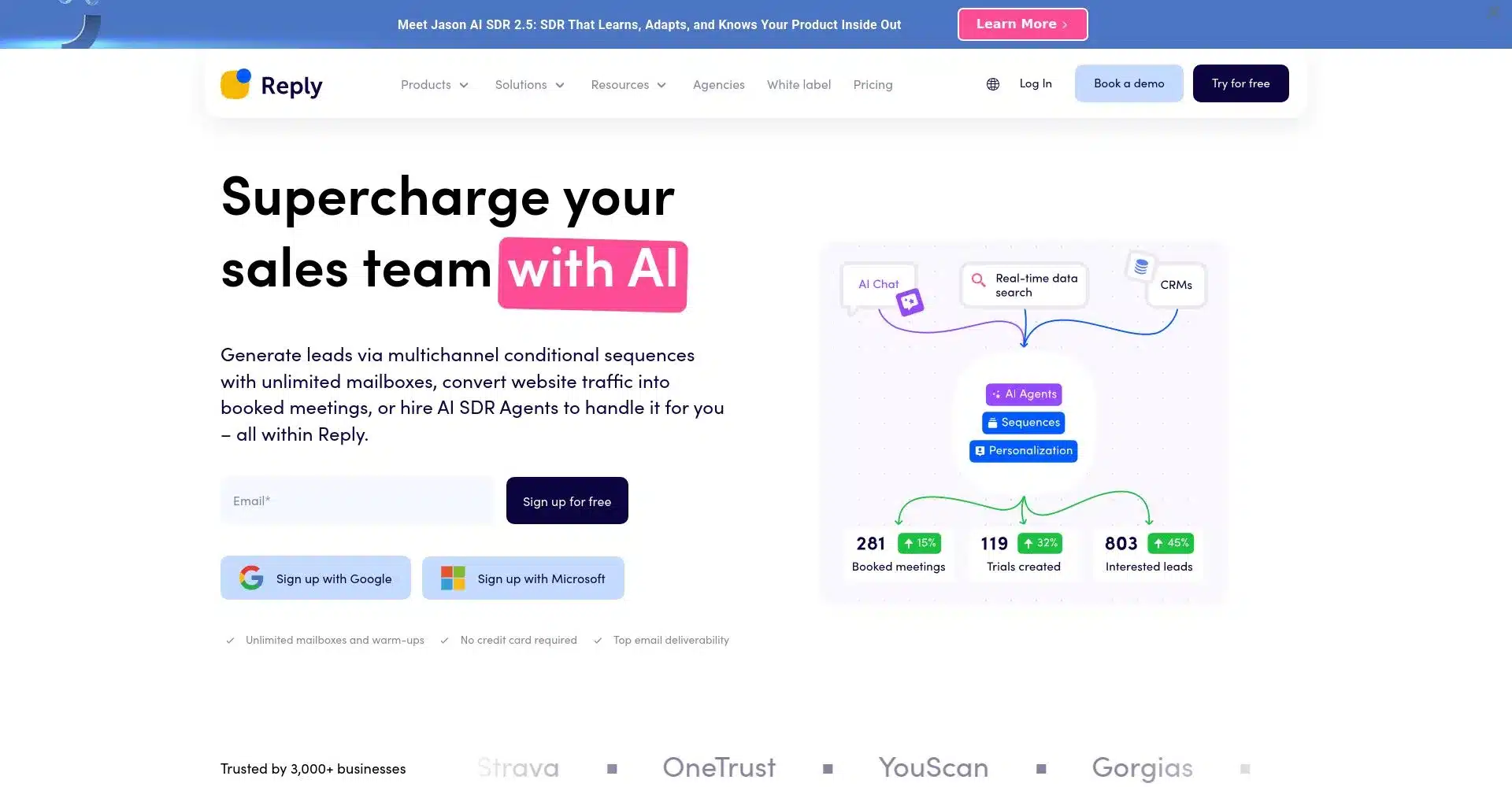 Página de inicio de Reply para aumentar las ventas con inteligencia artificial