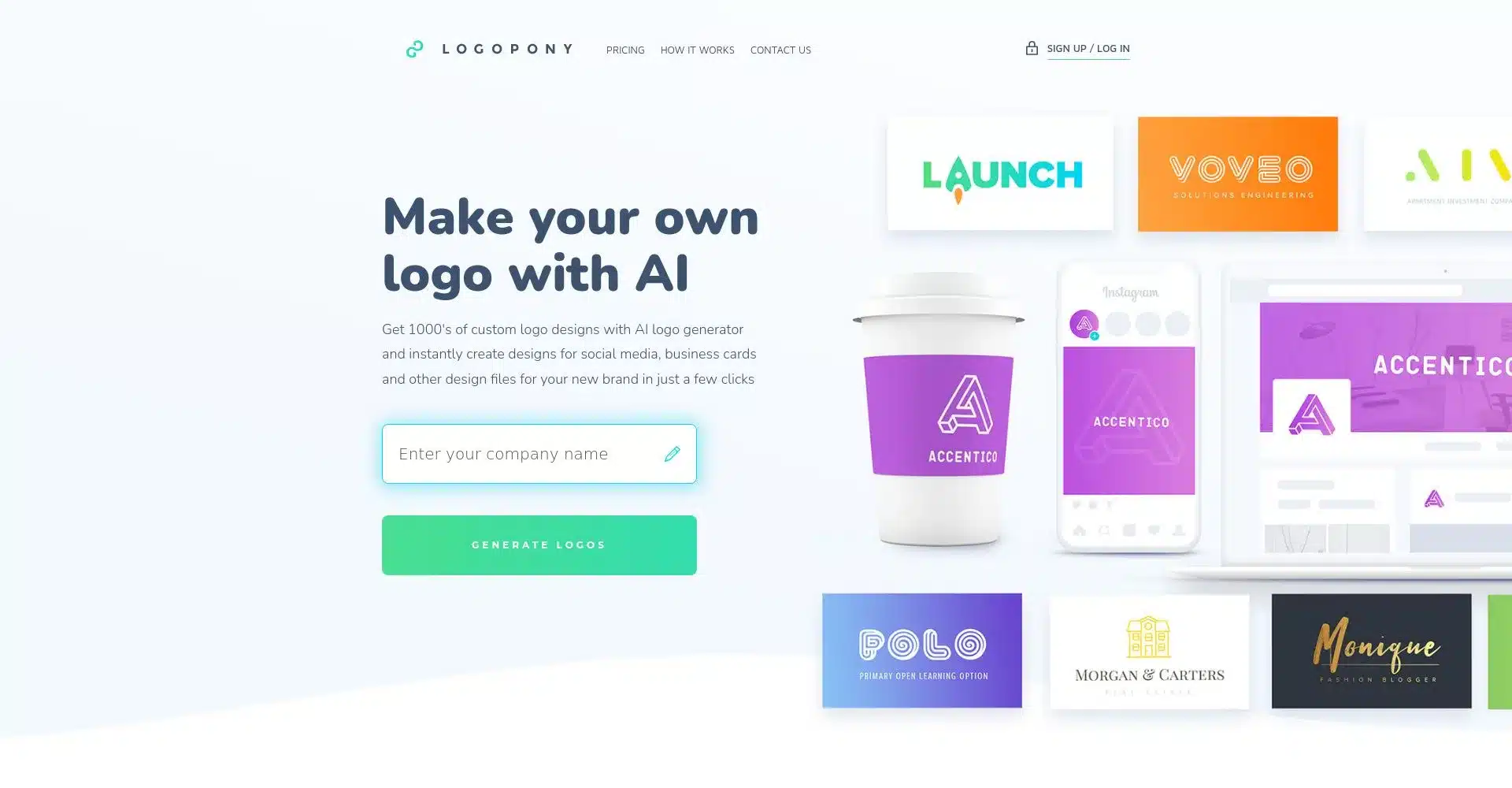 Interfaz de Logopony para creación de logos con inteligencia artificial