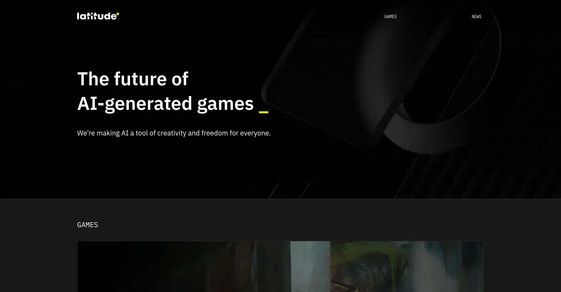 Captura de pantalla de Latitude sobre juegos generados por IA