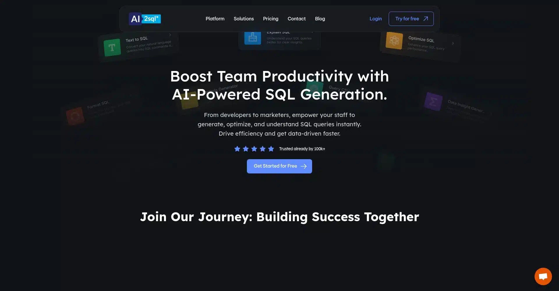 Captura de pantalla de la pƔgina de inicio de AI-Powered SQL Generation