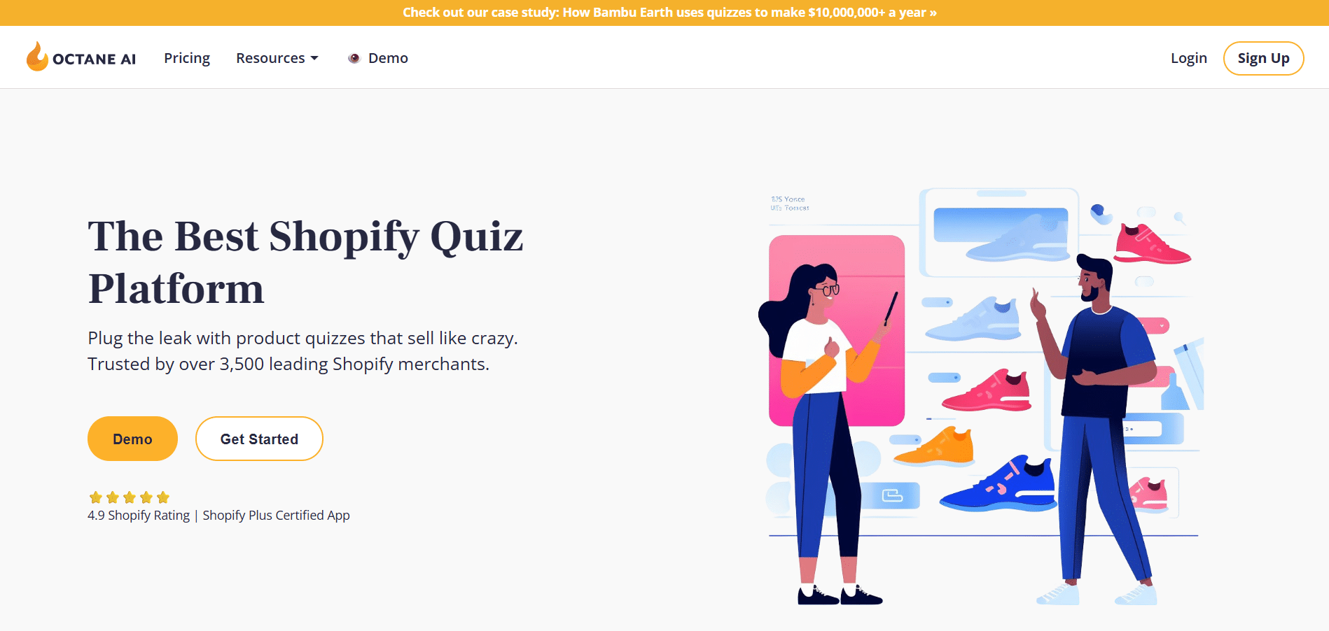 Captura de pantalla de la plataforma de quiz para Shopify de Octane AI